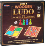 2 in 1 Wooden Ludo, Snakes and Ladders Board Game Set for Kids and Adults