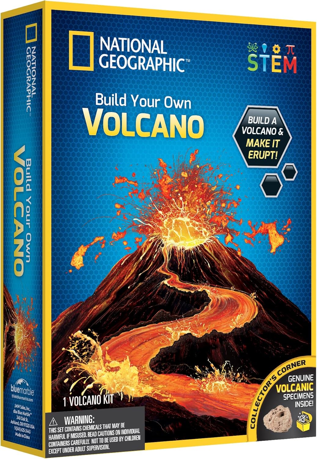 Playzokids National Geographic Build Your Own Volcano science kit with volcanic materials and educational tools for kids.