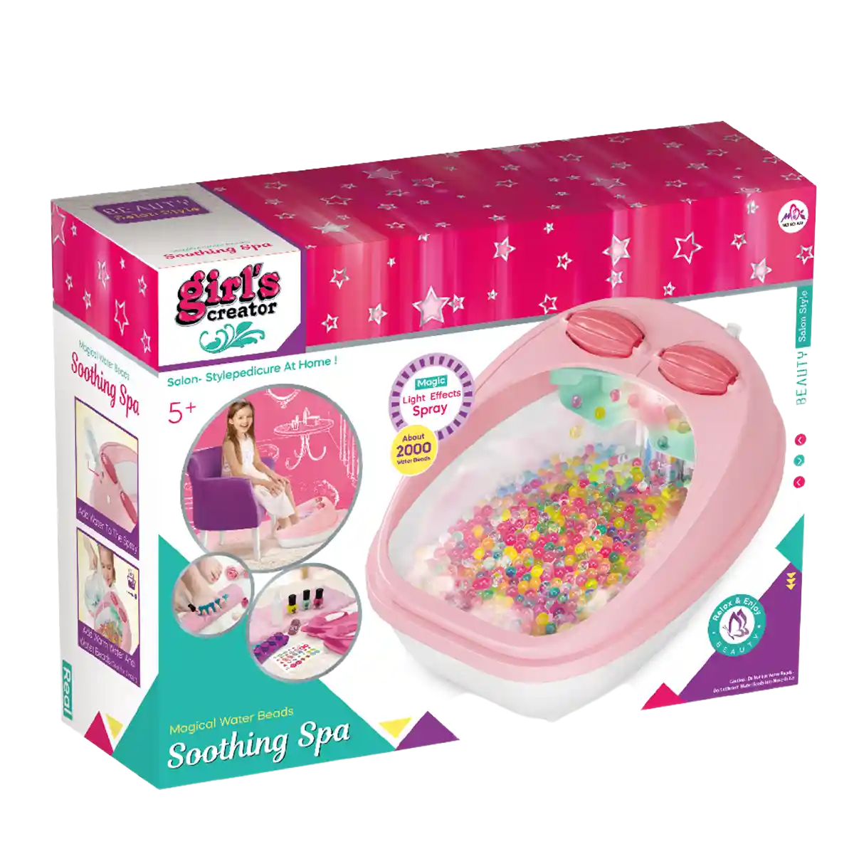 Playzokids girls creator foot spa set with colorful toy foot bath and accessories for pretend play and spa fun. Main image
