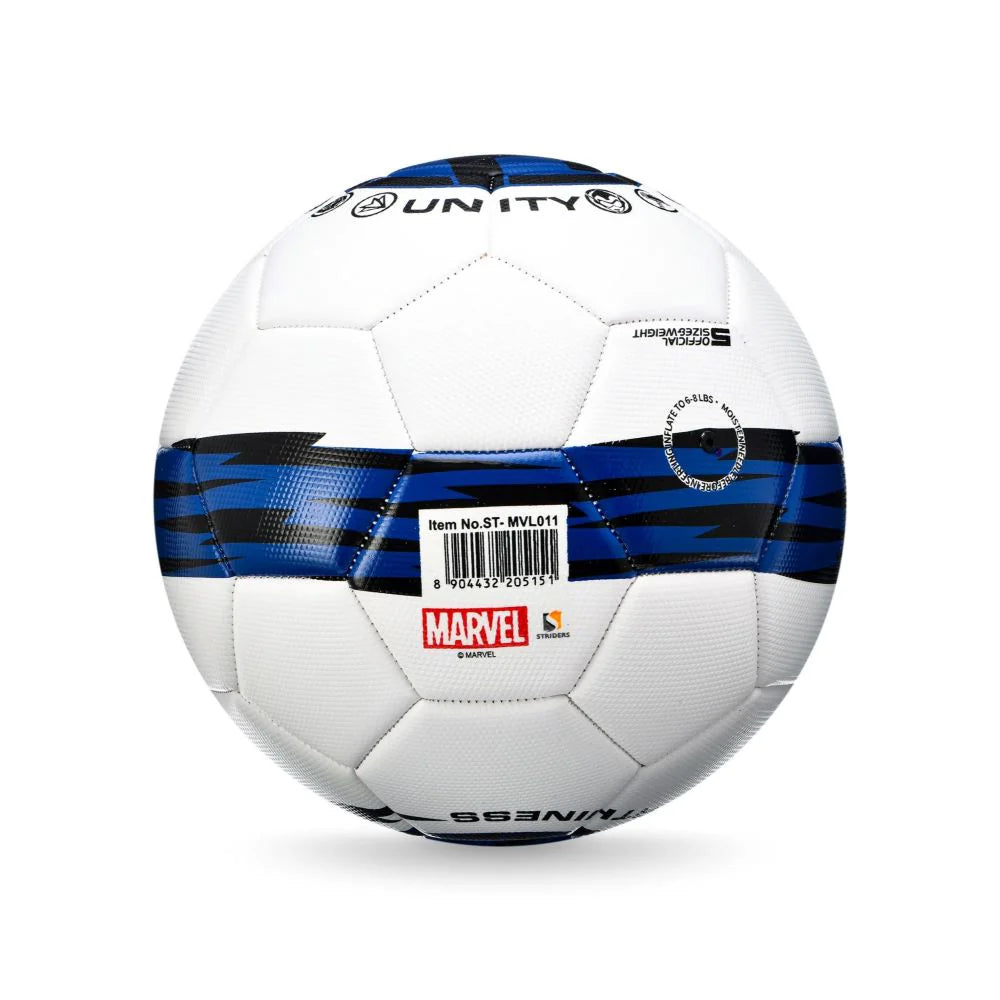 Marvel Thor football featuring a detailed design of Thor's hammer and lightning symbols on a colorful football surface.