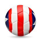 Marvel Captain America stripes football with blue, white, and red design featuring Captain America's shield and logo.