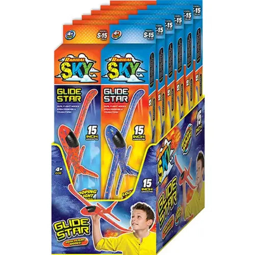 JARU Radical Sky Foam Glider toy with colorful assorted foam wings and body, ideal for outdoor play and flying fun.