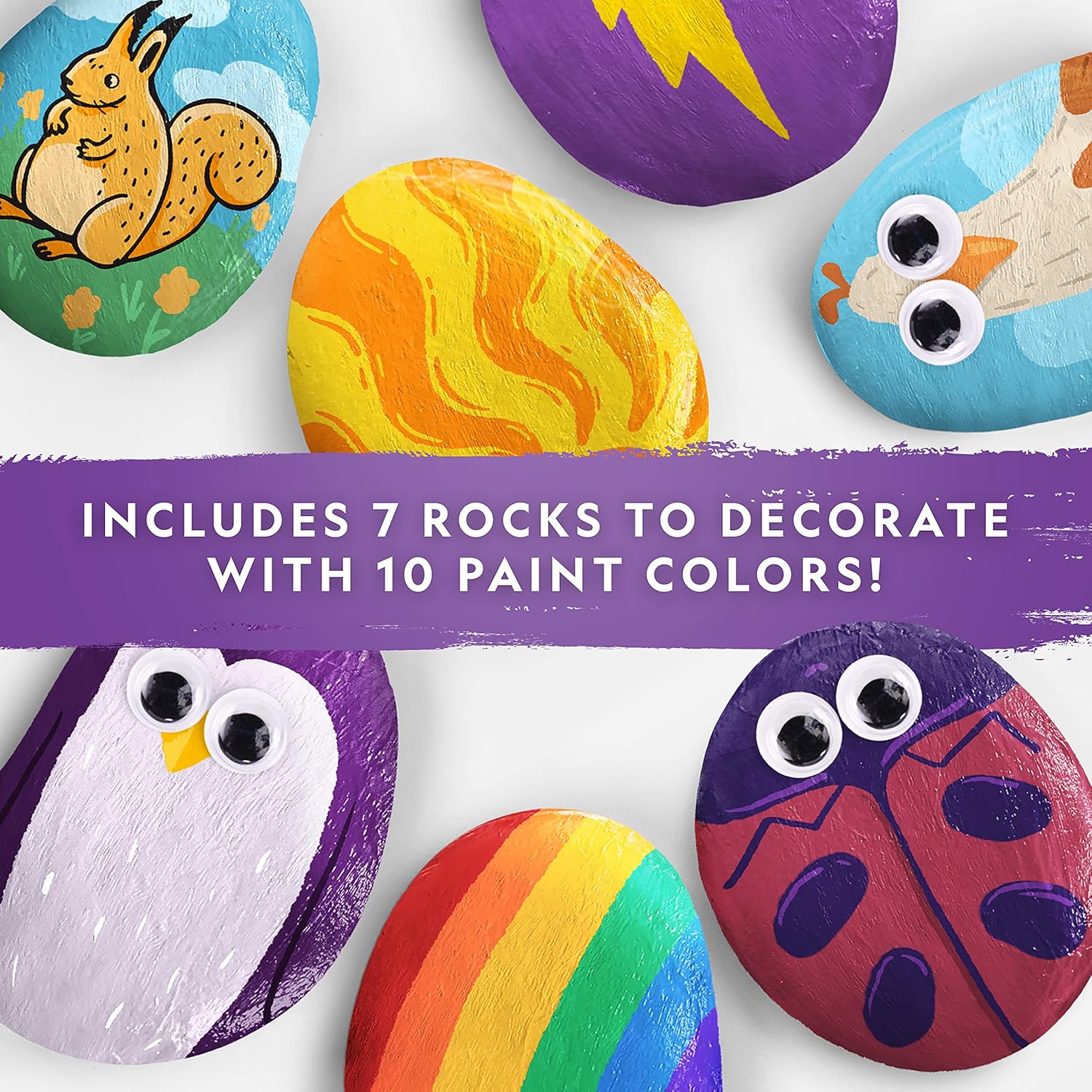 Small National Geographic River Rock Craft Kit by Playzokids with colorful river rocks and crafting supplies for kids.