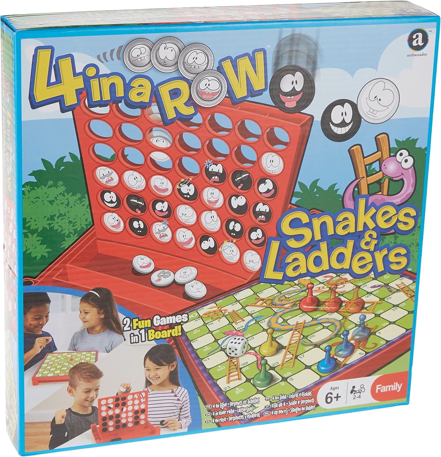 Playzokids Snakes & Ladders and 4-in-a-Row game bundle with colorful game boards and pieces for kids' fun and family play. Main image