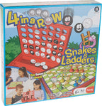 Playzokids Snakes & Ladders and 4-in-a-Row game bundle with colorful game boards and pieces for kids' fun and family play.