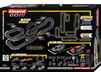 Carrera high-speed digital race track toy with multiple lanes and racing cars, designed for children and racing enthusiasts.