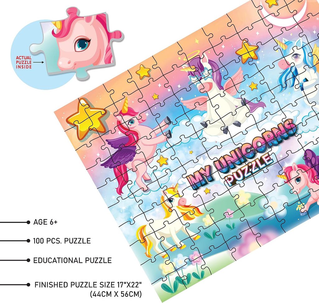 My Unicorn Puzzles 100 Pieces for Family and Kids