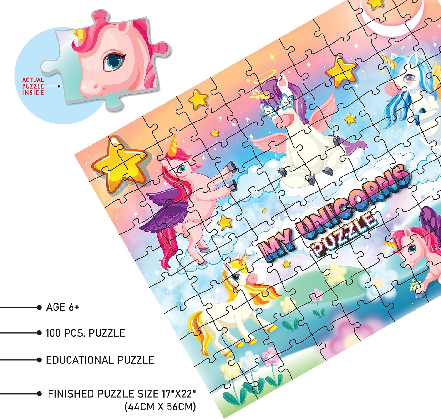 My Unicorn Puzzles 100 Pieces for Family and Kids