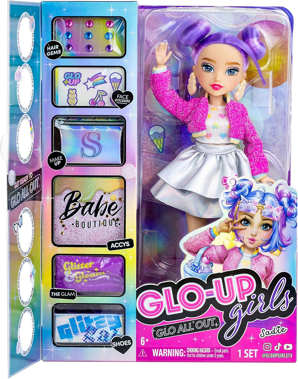 Playzokids Glo-Up Girls Sadie jewelry, hair gems, face stickers, and accessories for fun fashion and dazzling styles.