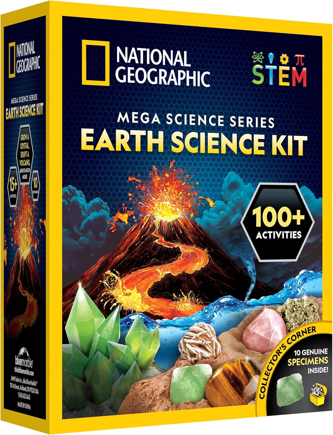 Blue marble Earth kit from Playzokids' Mega Science Series featuring a detailed model of the planet with labeled continents and oceans. Main image
