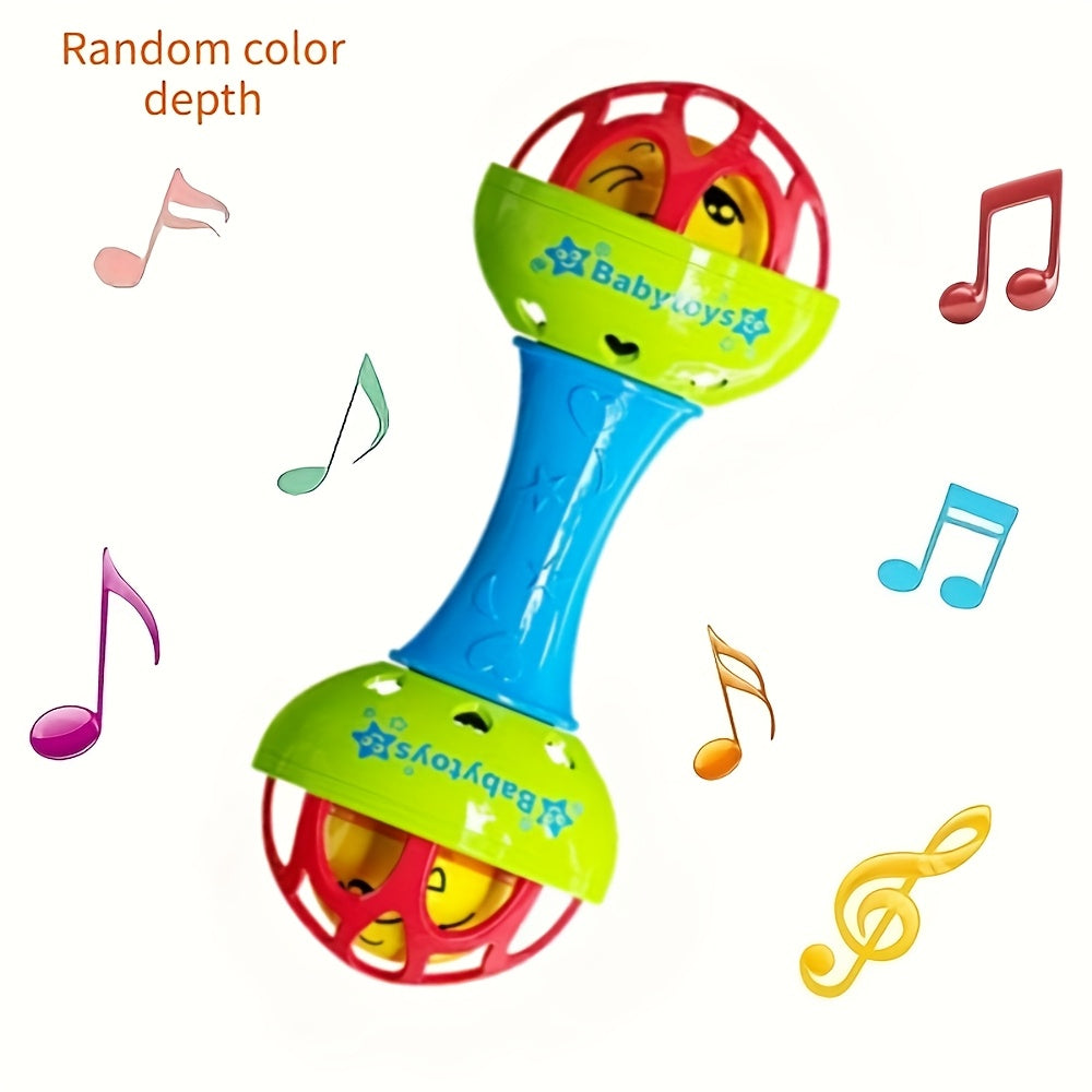 Dutora baby-grade vibrating hand bell toy with colorful handle and ringing bell, designed for infants' sensory play.