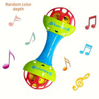 Dutora baby-grade vibrating hand bell toy with colorful handle and ringing bell, designed for infants' sensory play.