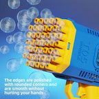 Portable automatic bubble gun with 45 holes, handheld bubble machine by Generic, producing colorful bubbles for outdoor fun.