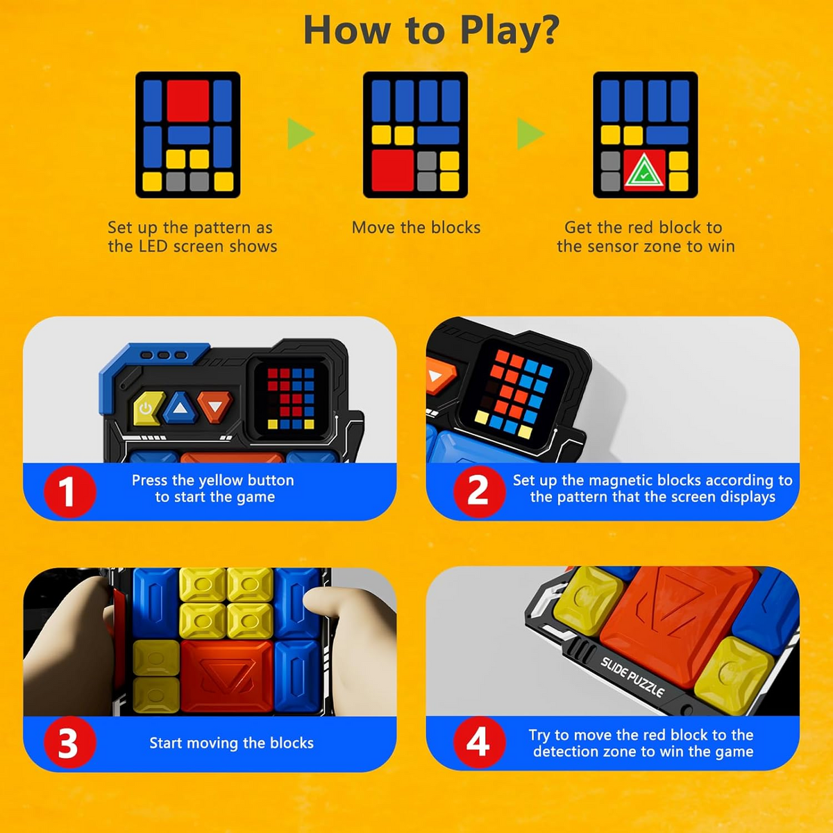 Electronic Sliding Puzzle Game – Handheld Brain Teaser Toy with Lights & Sound