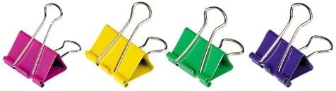 Set of 12 colorful 51mm Playzokids binder clips with silver handles, ideal for organizing papers and office supplies.