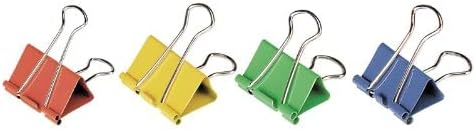 Colorful Deli binder clips in 51mm (2-inch) size, arranged in a pack, with metal handles and vibrant plastic coating.