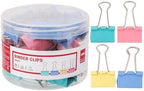 Set of 24 colorful 32 mm Playzokids binder clips in assorted colors, ideal for organizing papers and documents.