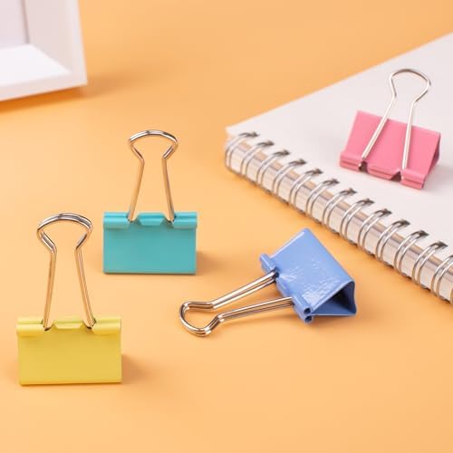 Set of 24 colorful 32 mm Playzokids binder clips with assorted colors, ideal for organizing papers and documents.