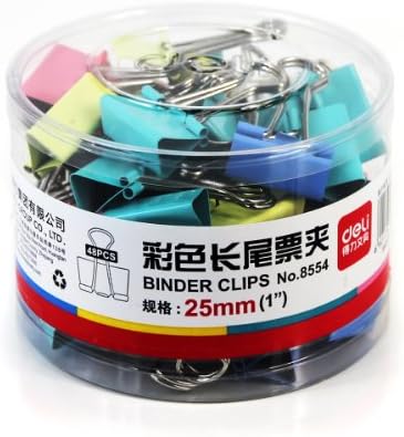 Set of 48 colorful 25mm Playzokids binder clips in assorted colors, perfect for organizing papers and office supplies.