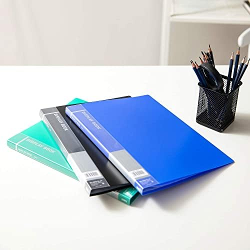 Playzokids Deli A4 Economical Display Book with 20 pockets showing colorful pages and transparent cover for organizing documents