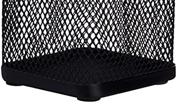 Playzokids Deli Mesh Square Pen Holder, 80x80x90 mm, black metal desk organizer with mesh design for pens and stationery.