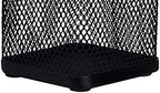 Playzokids Deli Mesh Square Pen Holder, 80x80x90 mm, black metal desk organizer with mesh design for pens and stationery.