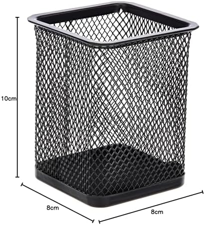 Playzokids Deli Mesh Square Pen Holder, 80x80x90 mm, with a mesh design and open compartment for organizing pens and stationery.