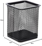 Playzokids Deli Mesh Square Pen Holder, 80x80x90 mm, with a mesh design and open compartment for organizing pens and stationery.