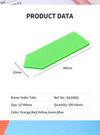 Colorful Playzokids deli film index tabs, 43x12mm, in five bright colors, ideal for organizing documents and labeling.