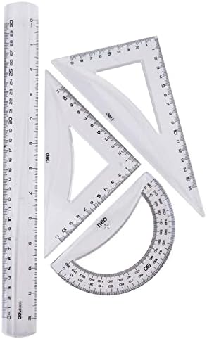 Set of four transparent plastic rulers by Playzokids, featuring metric and imperial measurements for precise drawing and crafting.