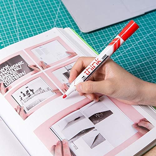 Red Deli Dry Erase Marker Bullet Thin from Playzokids, close-up of the fine tip and vibrant color for writing on whiteboards