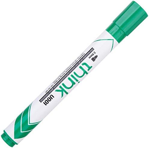 Playzokids Deli Dry Erase Marker Bullet Think Green on a whiteboard, ideal for classroom or office use. Main image