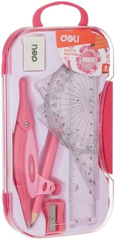 Playzokids 8-piece mathematical instrument set with pencils, includes rulers, compasses, and drawing tools for students. Main image