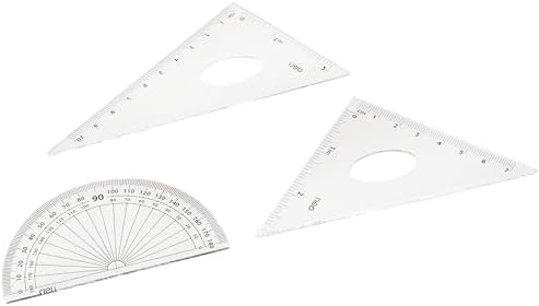 Playzokids 8-piece mathematical instrument set with pencils, including rulers, compasses, and protractors for classroom or home use.