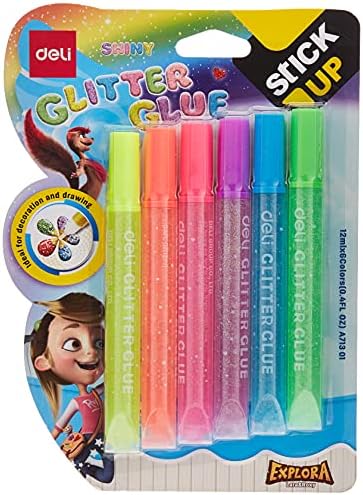 Playzokids Deli Glitter Glue 12ml tube with shiny, colorful glitter for arts and crafts projects.