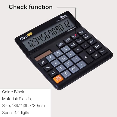 Playzokids Deli Calculator with plastic body, 120 steps, 12-digit display, and basic calculator functions.