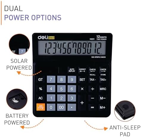 Plastic Deli Calculator by Playzokids with 120 steps, 12-digit display, showing buttons and digital screen for precise calculations.