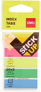 Playzokids Deli Index Tabs 45×12 mm sticky page markers, colorful and reusable for organizing documents and bookmarks.