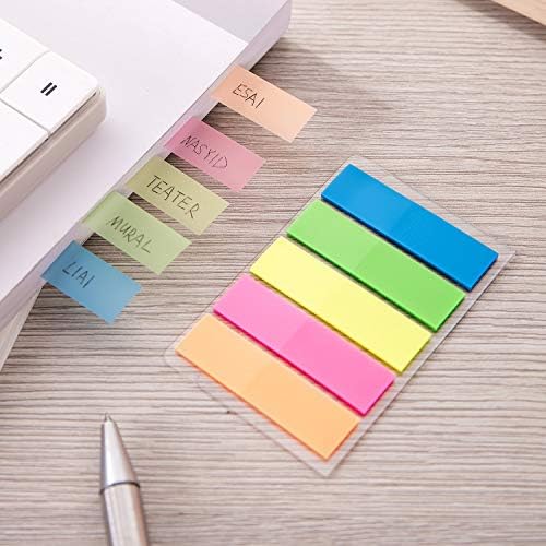 Playzokids Deli Index Tabs 45x12mm sticky page markers in assorted colors, used for organizing and highlighting pages.