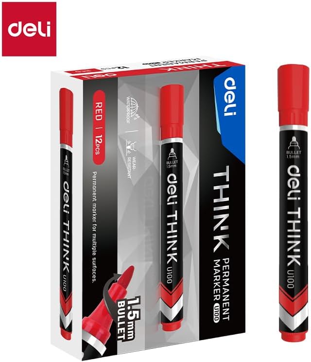 Deli Permanent Marker Bullet Red Secondary image