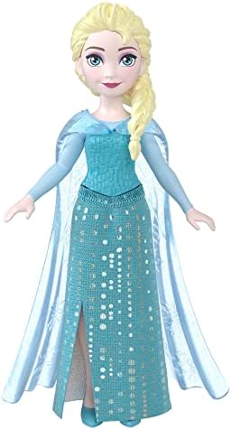Mattel Disney Frozen Elsa 4-inch mini doll with detailed ice-themed dress and blonde braid, perfect for collectible Disney fans.