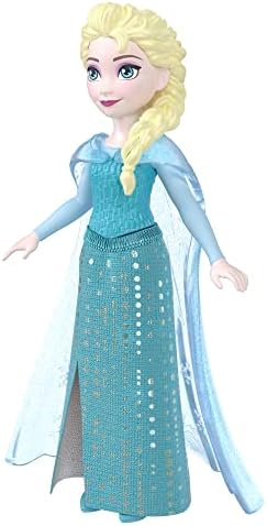 Mattel Disney Frozen Elsa 4-inch mini doll with blonde hair and blue dress, showcasing her signature icy details.