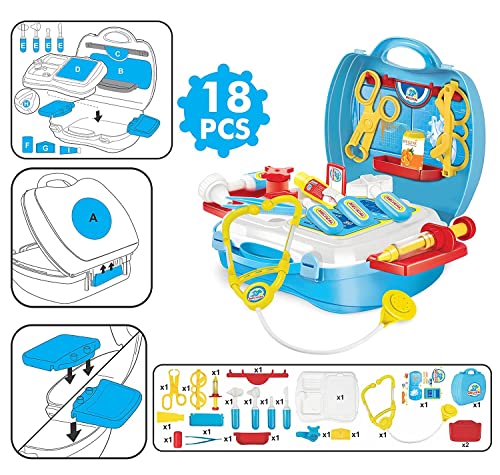 Suitcase Doctor Kit Toy Set with Medical Accessories