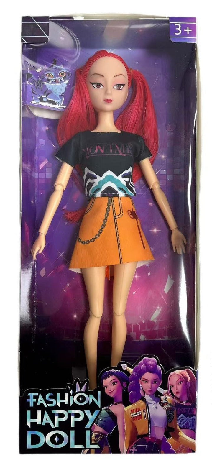 K Pop Girls Demon Happy Doll toy figure by K POP, featuring colorful clothing and detailed facial design.