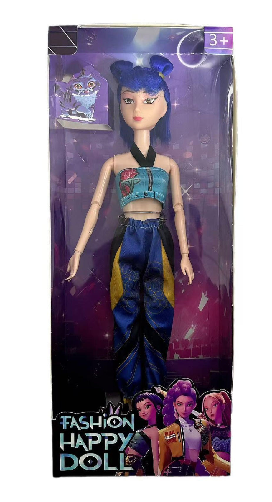 K Pop Girls Demon Happy Doll fashion figure, detailed plastic toy with vibrant costume and expressive face, collectible K Pop character.