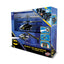 Bladez Toys RC Batman Gyro 2-channel helicopter flying with detailed Batman design and rotor blades visible.