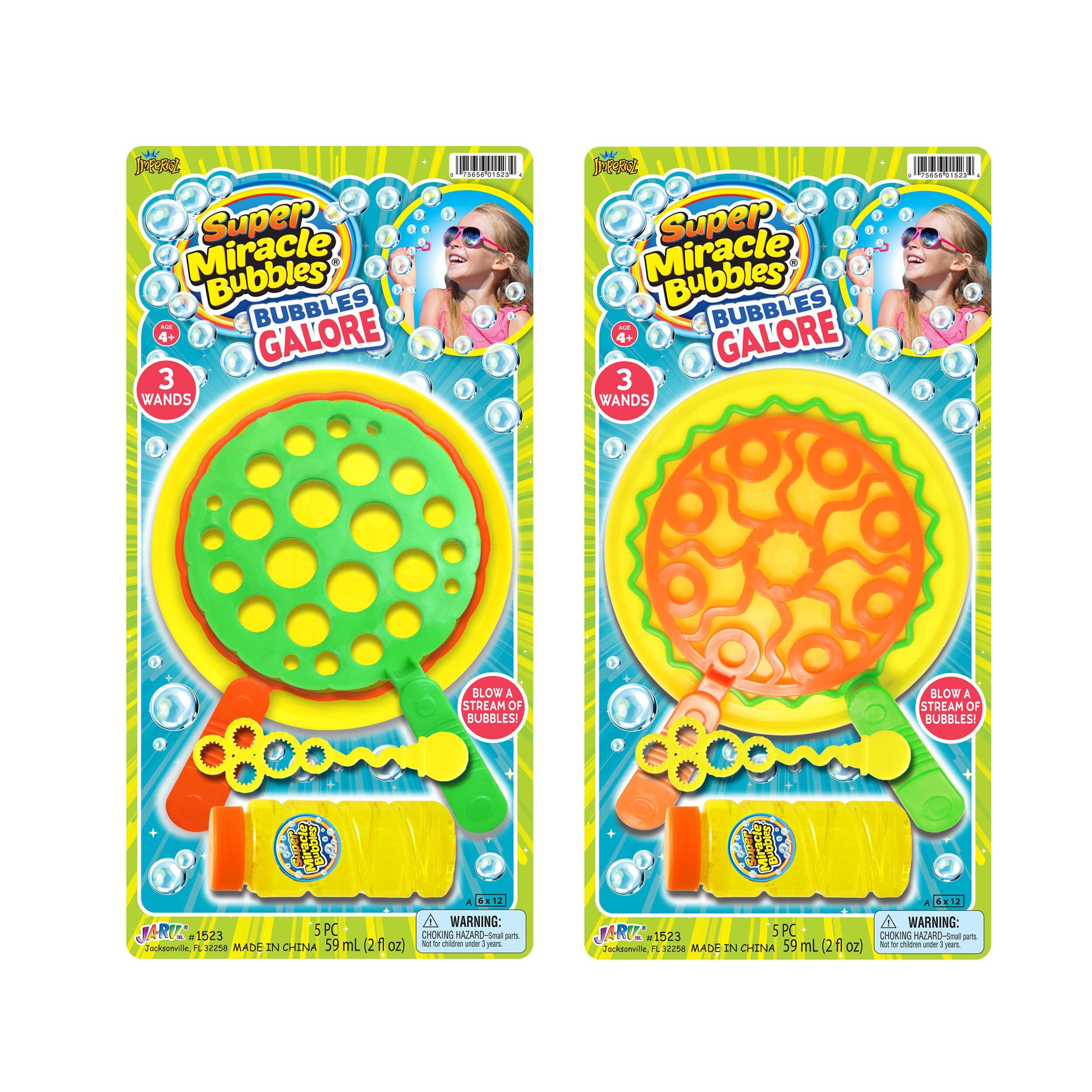 JARU Super Miracle Bubbles Play Set with colorful bubble wands and solution for outdoor fun, children playing with bubbles. Main image