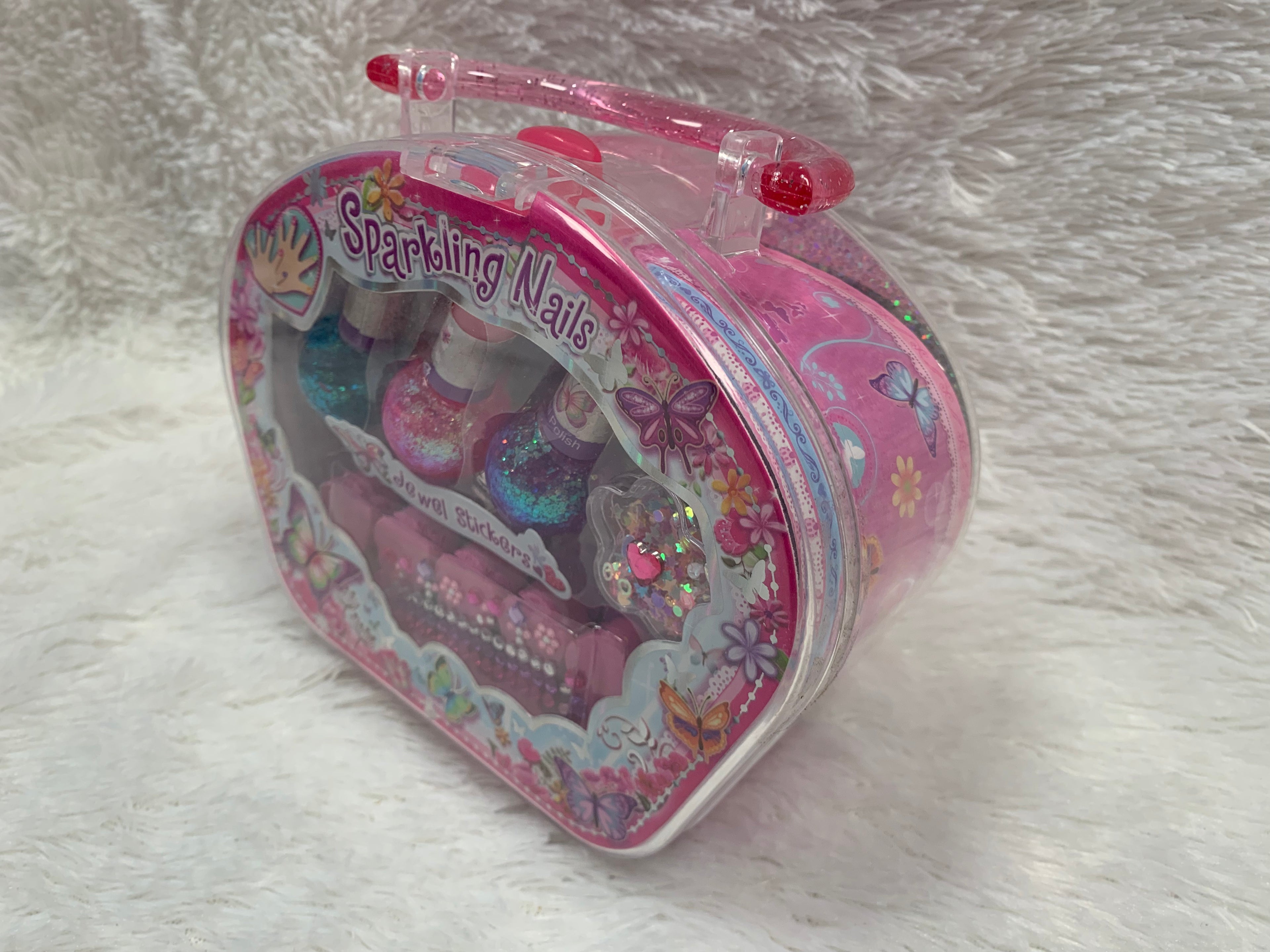 PECOWARE Sparkling Nail Set with colorful, glittery nail tips displayed on a white background for stylish nail art.