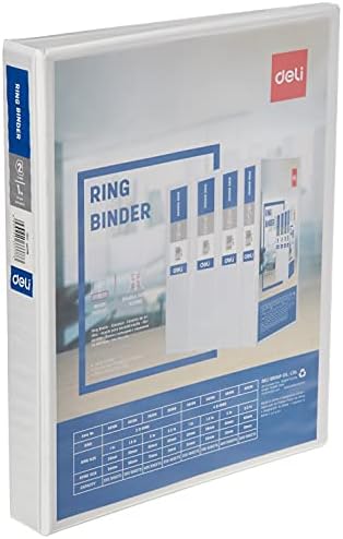 Playzokids Deli A4 presentation 2D ring binder, 1-inch capacity, with colorful cover and metal rings for easy document organization.