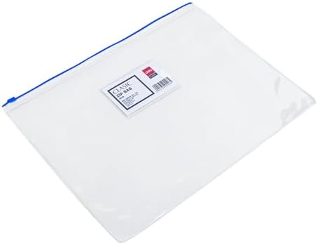 Playzokids Deli A4 PVC Zip Bag with clear design, durable zip closure, perfect for organizing documents and stationery.